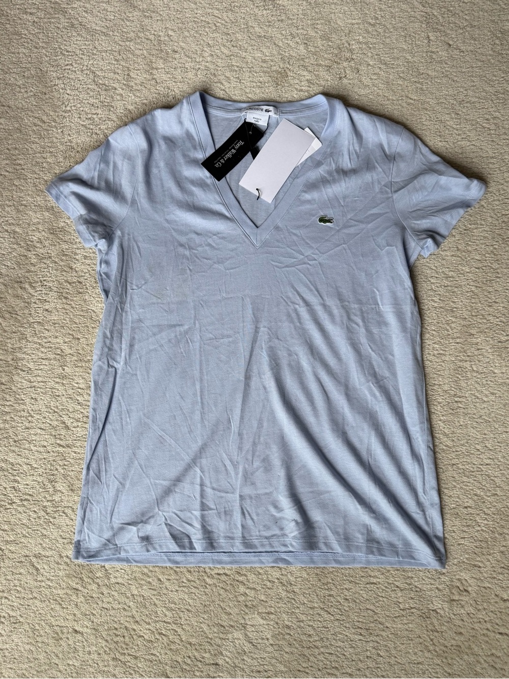 Lacoste Light Blue V-Neck Short Sleeve Tee